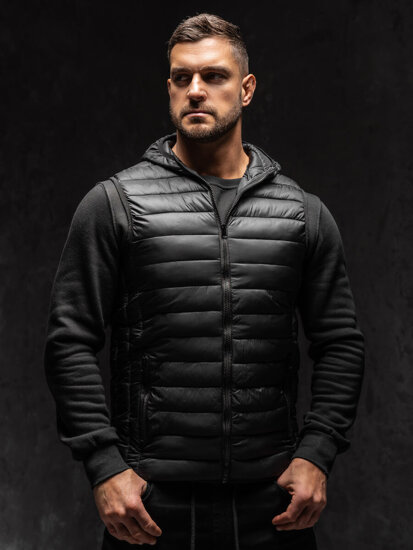 Men’s Quilted Gilet with hood Black Bolf LY36A1