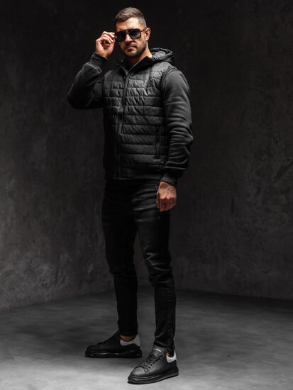 Men's Quilted Gilet with hood Black Bolf MY88A1