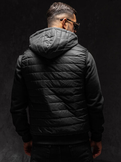 Men's Quilted Gilet with hood Black Bolf MY88A1