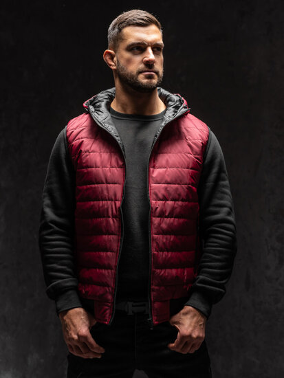 Men's Quilted Gilet with hood Claret Bolf MY88A1