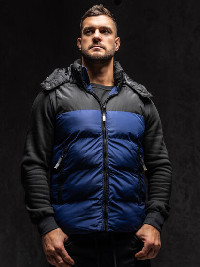 Men’s Quilted Gilet with hood Navy Blue Bolf 1189A1