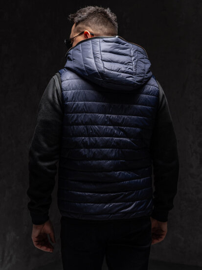 Men’s Quilted Gilet with hood Navy Blue Bolf 7106A1