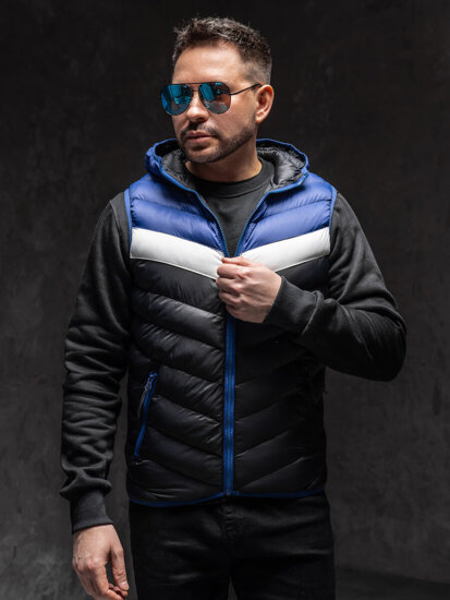 Men’s Quilted Gilet with hood Navy Blue Bolf HDL88004A1