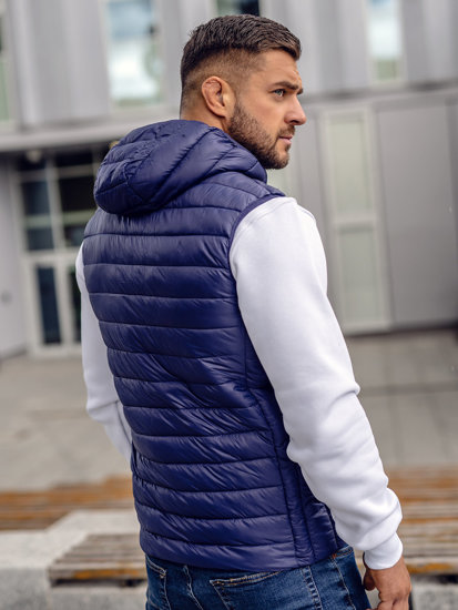 Men's Quilted Gilet with hood Navy Blue Bolf LY36A