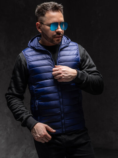 Men’s Quilted Gilet with hood Navy Blue Bolf LY36A1