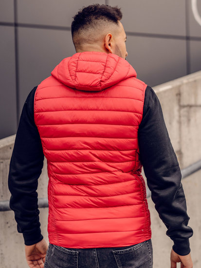 Men's Quilted Gilet with hood Red Bolf LY36A