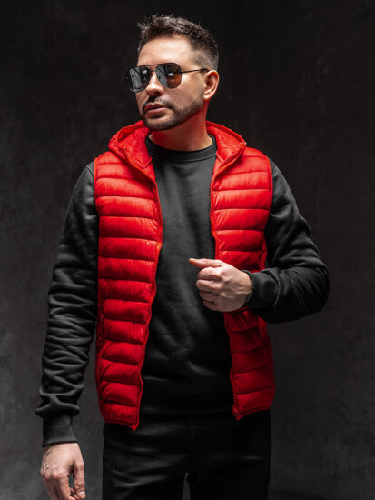 Men’s Quilted Gilet with hood Red Bolf LY36A1