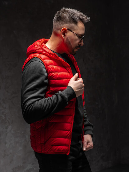 Men’s Quilted Gilet with hood Red Bolf LY36A1