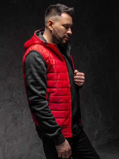 Men's Quilted Gilet with hood Red Bolf MY88A1