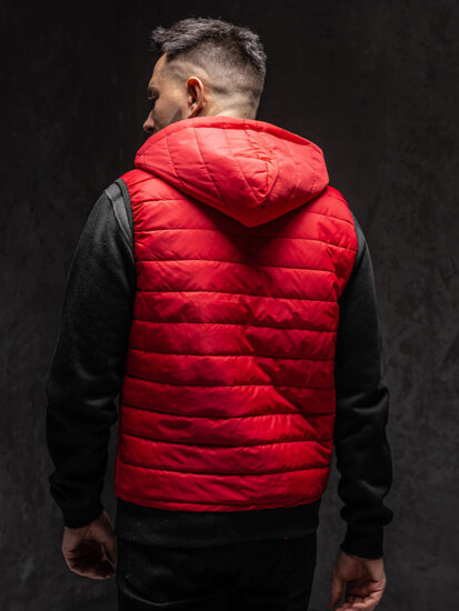 Men's Quilted Gilet with hood Red Bolf MY88A1