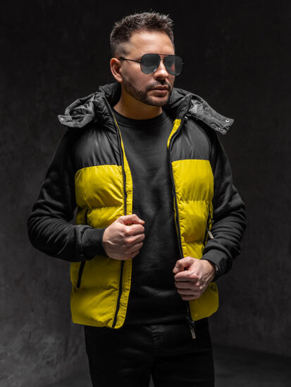 Men’s Quilted Gilet with hood Yellow Bolf 1189A1