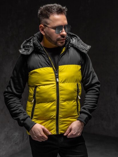 Men’s Quilted Gilet with hood Yellow Bolf 1189A1