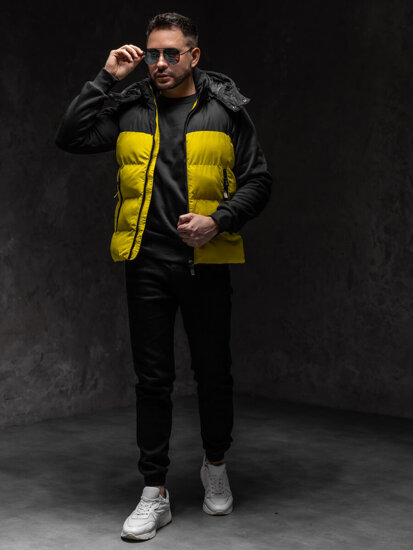 Men’s Quilted Gilet with hood Yellow Bolf 1189A1