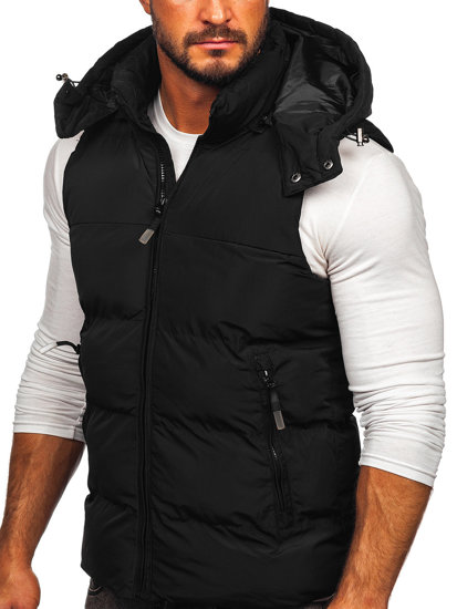 Men's Quilted Hooded Gilet Black Bolf 1189