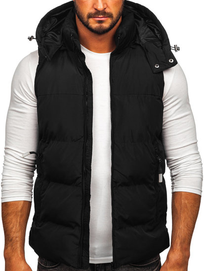 Men's Quilted Hooded Gilet Black Bolf 1189