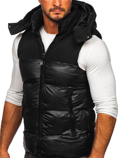 Men's Quilted Hooded Gilet Black Bolf 13079