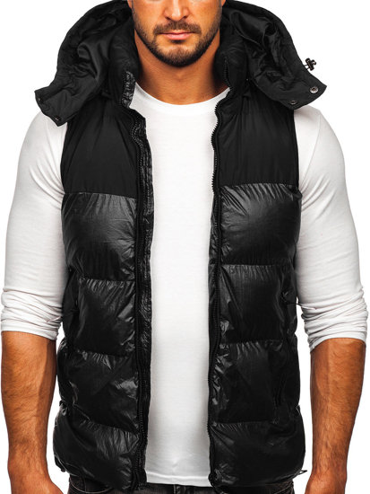 Men's Quilted Hooded Gilet Black Bolf 13079