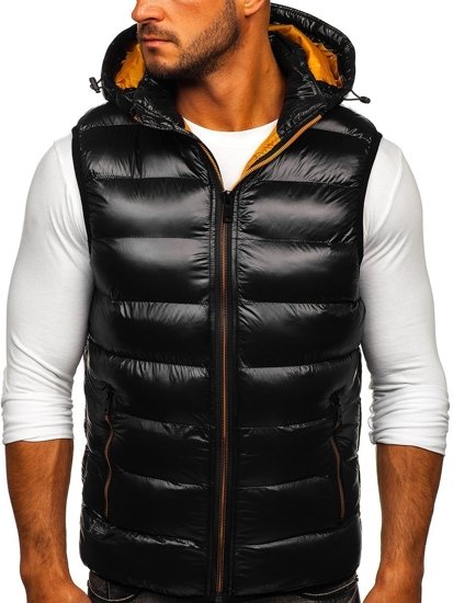 Men's Quilted Hooded Gilet Black Bolf 6506