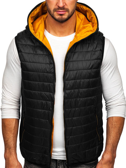 Men's Quilted Hooded Gilet Black Bolf 7106