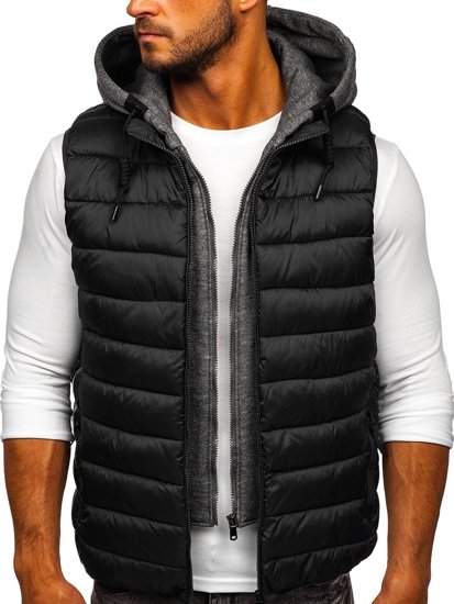 Men's Quilted Hooded Gilet Black Bolf B2901