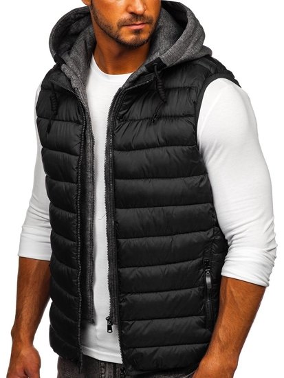 Men's Quilted Hooded Gilet Black Bolf B2901