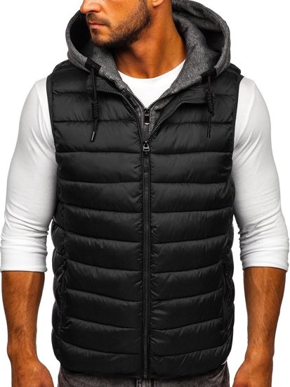 Men's Quilted Hooded Gilet Black Bolf B2901