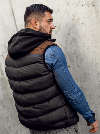 Men's Quilted Hooded Gilet Black Bolf B5382