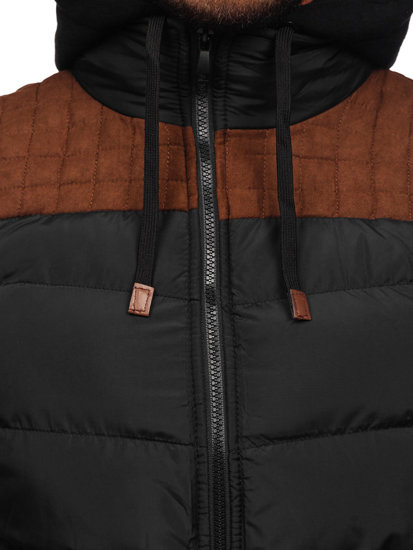 Men's Quilted Hooded Gilet Black Bolf B5382