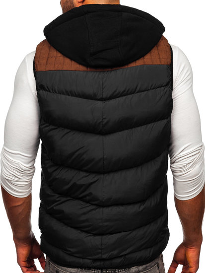 Men's Quilted Hooded Gilet Black Bolf B5382