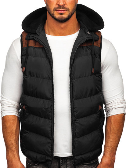 Men's Quilted Hooded Gilet Black Bolf B5382