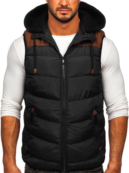 Men's Quilted Hooded Gilet Black Bolf B5382