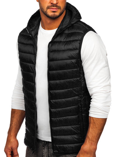 Men's Quilted Hooded Gilet Black Bolf LY36