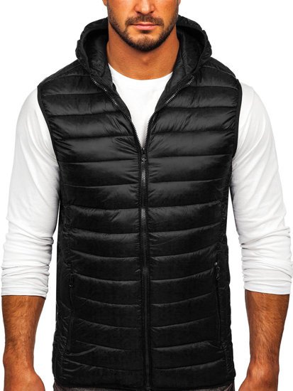 Men's Quilted Hooded Gilet Black Bolf LY36