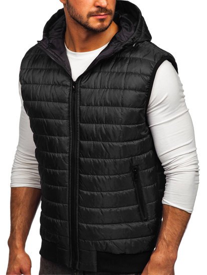 Men's Quilted Hooded Gilet Black Bolf MY88