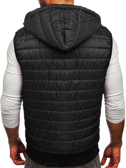 Men's Quilted Hooded Gilet Black Bolf MY88