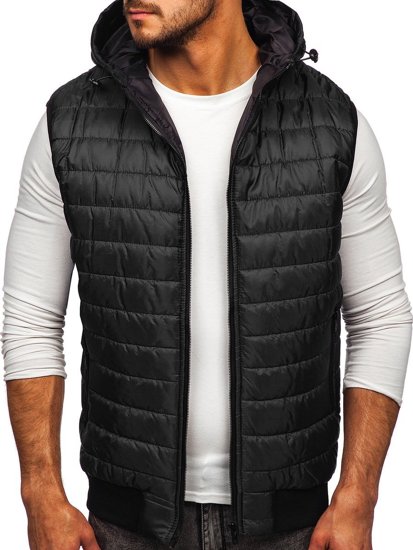 Men's Quilted Hooded Gilet Black Bolf MY88