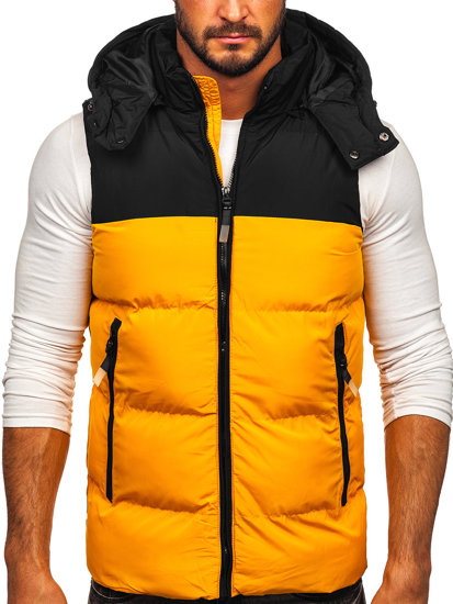 Men's Quilted Hooded Gilet Camel Bolf 1189