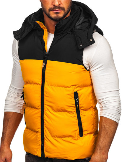 Men's Quilted Hooded Gilet Camel Bolf 1189