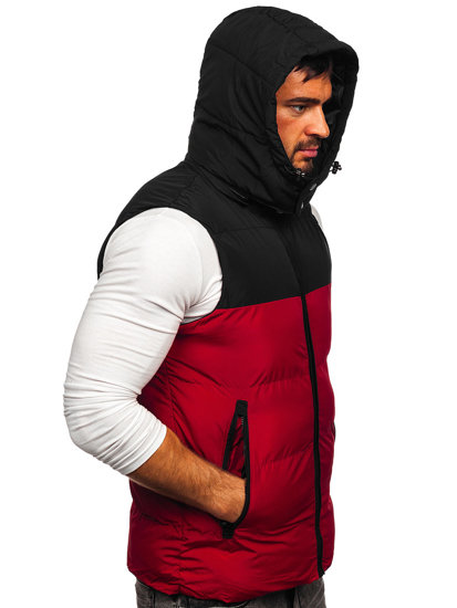 Men's Quilted Hooded Gilet Claret Bolf 1189