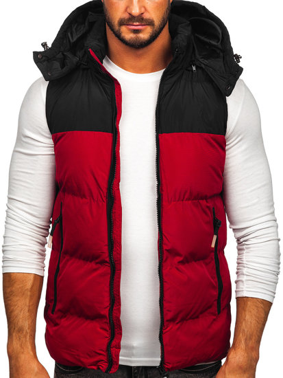 Men's Quilted Hooded Gilet Claret Bolf 1189