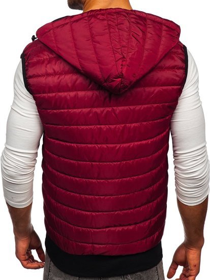 Men's Quilted Hooded Gilet Claret Bolf MY88