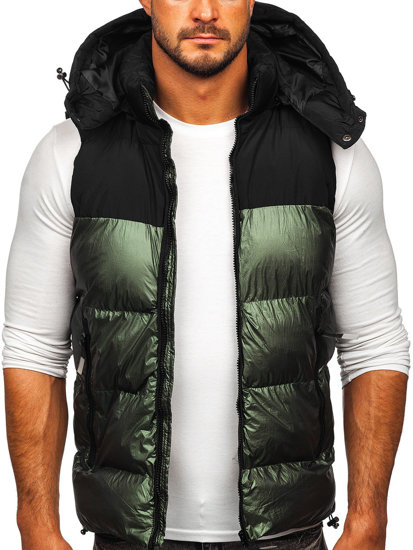 Men's Quilted Hooded Gilet Green Bolf 13079