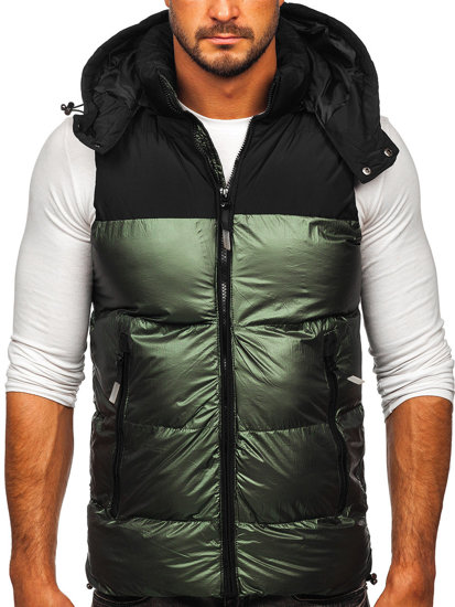 Men's Quilted Hooded Gilet Green Bolf 13079