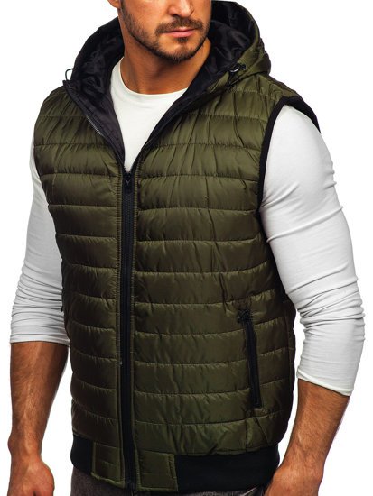 Men's Quilted Hooded Gilet Green Bolf MY88