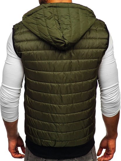 Men's Quilted Hooded Gilet Green Bolf MY88