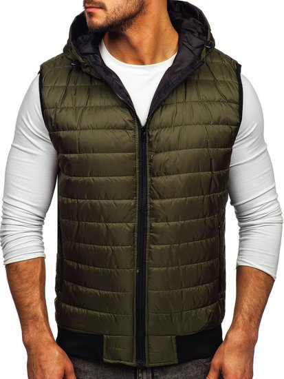 Men's Quilted Hooded Gilet Green Bolf MY88