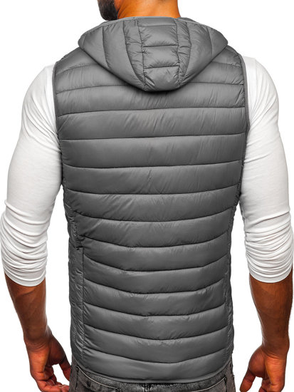 Men's Quilted Hooded Gilet Grey Bolf 13072