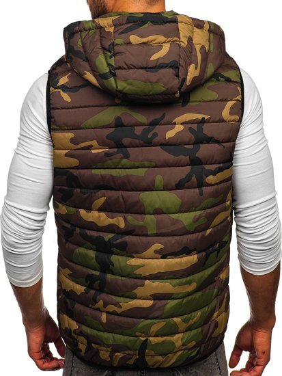 Men's Quilted Hooded Gilet Khaki Bolf 6701