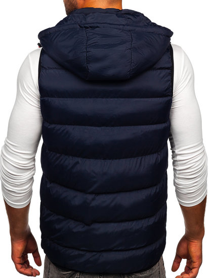 Men's Quilted Hooded Gilet Navy Blue Bolf 6875