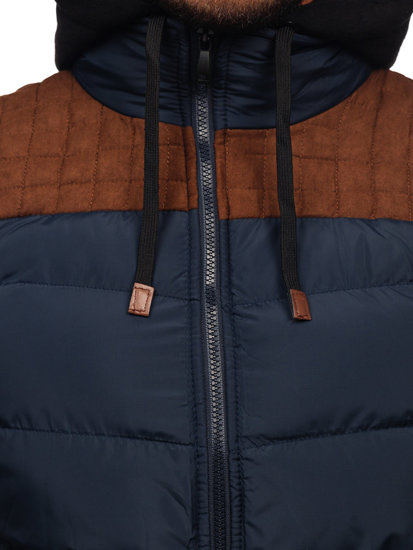 Men's Quilted Hooded Gilet Navy Blue Bolf B5382